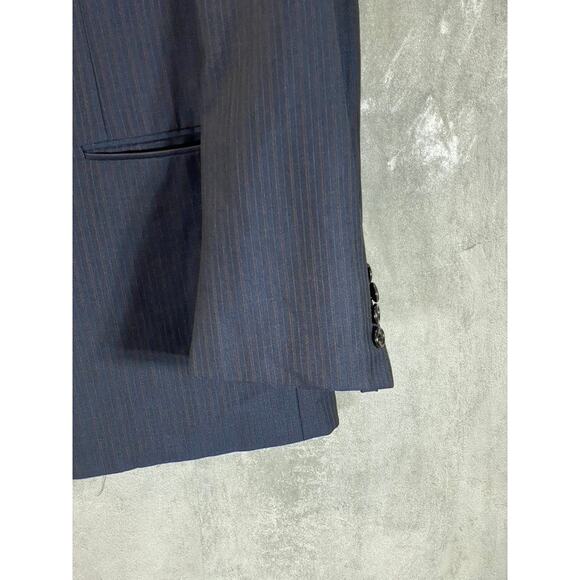 HICKEY FREEMAN Men's Navy Short Striped Two-Button Worsted Wool Suit Jacket SZ40 - Picture 5 of 12